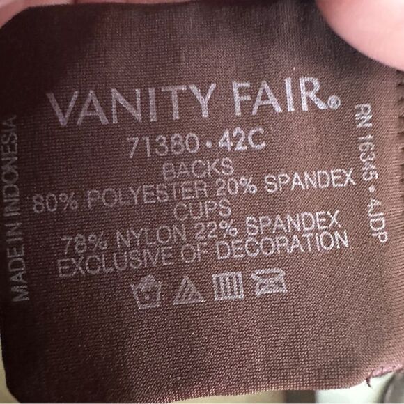 Vanity Fair 42C Beauty Back Back Smoother Full-Figure Wireless Bra 71380 Brown - Picture 10 of 10